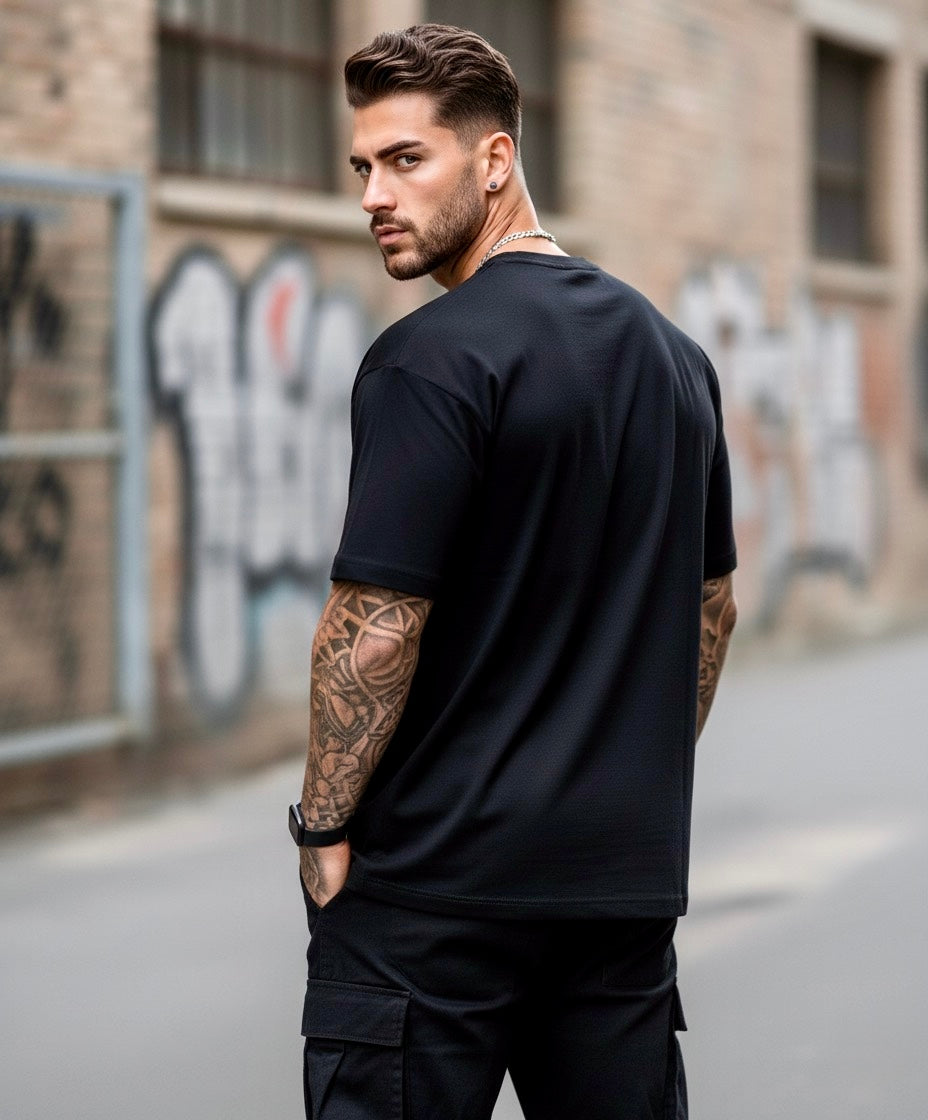 Camiseta Básica Negra Vestes Angeli